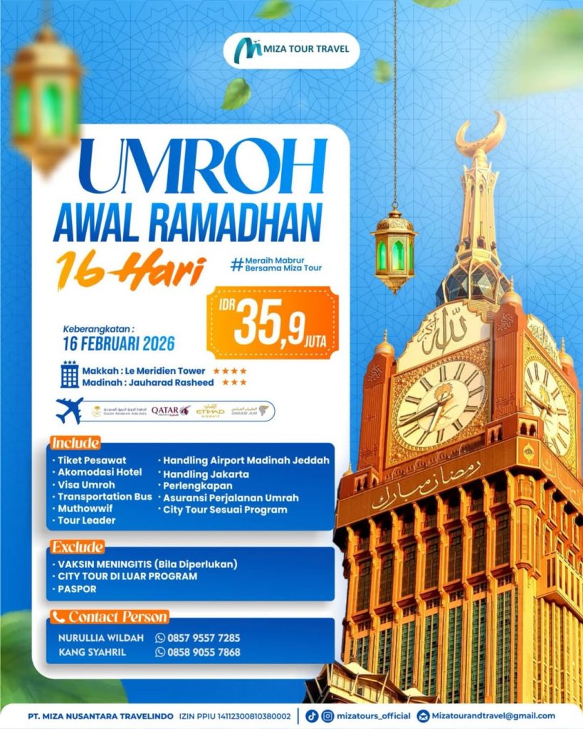 Poster Paket Umroh Awal Ramadhan 16 Hari Miza Tour Travel